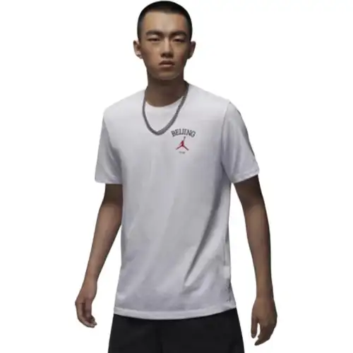 Jordan T Shirts Men's White Crew Neck Moderate Straight Fit
