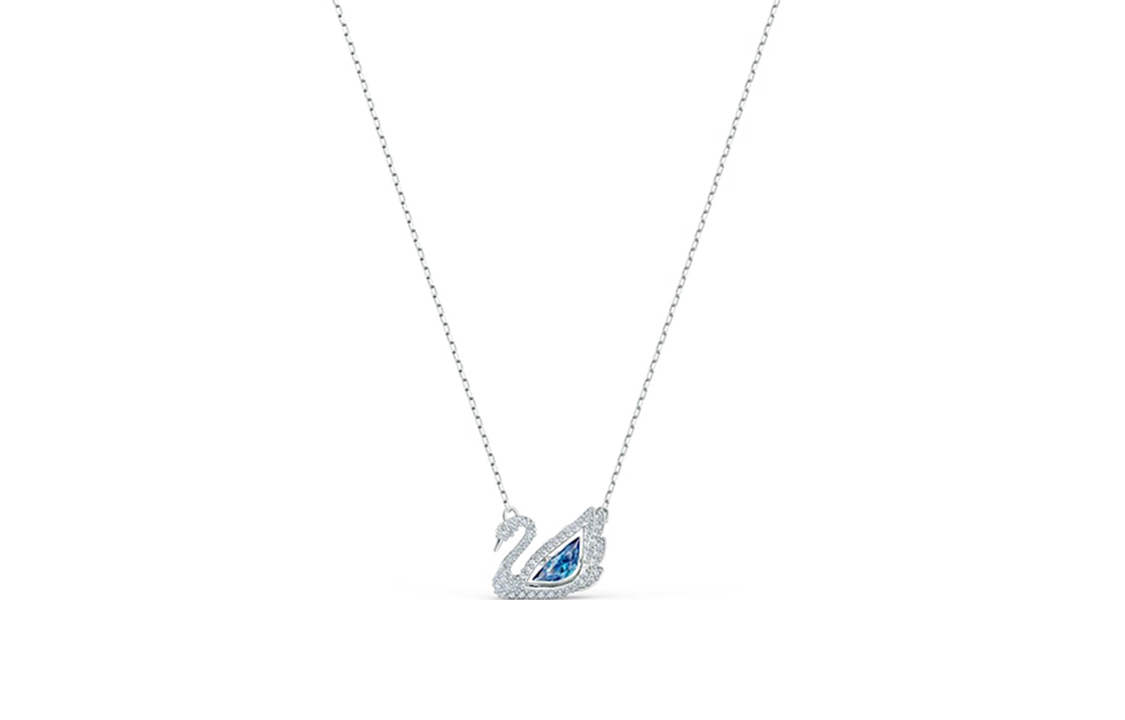 Swarovski Swarovski DANCING SWAN 125th Anniversary Rhodium-plated, Crystal Swan Necklace Women's Blue
