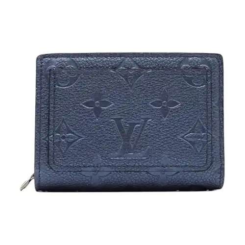 LOUIS VUITTON Leather Wallet Unisex Marine Blue