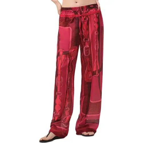 HERMES Casual Pants Women's Red