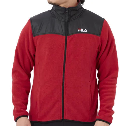 FILA Velvet Jackets Men's Red Stand Collar Thickened