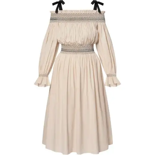 LOUIS VUITTON Embroidered Off-The-Shoulder Dress