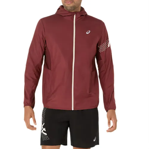 ASICS Jackets Men's Dark Red Planet Hooded Moderate Wind Shell