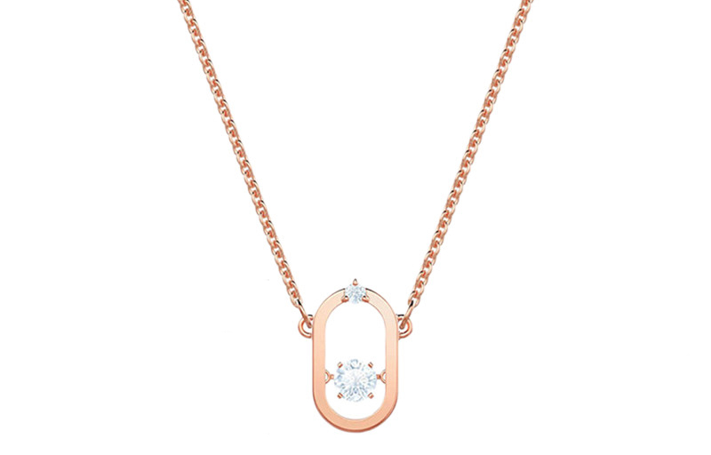 Swarovski Swarovski Una Sparkling Dance Series Jumping Crystal Oval Pendant Necklace Rose Gold Imitation Crystal Stone Necklace Women's