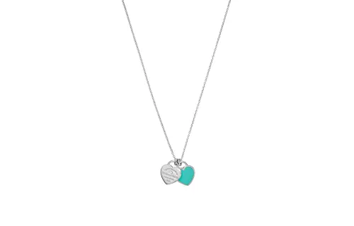 TIFFANY & CO. 21st Century Sterling Silver Return To Tiffany Double Heart Tag Pendant Necklace