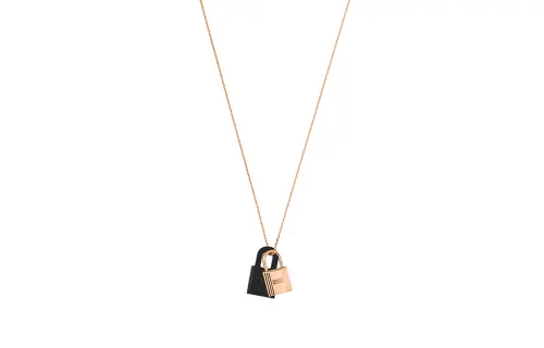 HERMES O'Kelly Necklaces Women's Black Rose Gold Noir