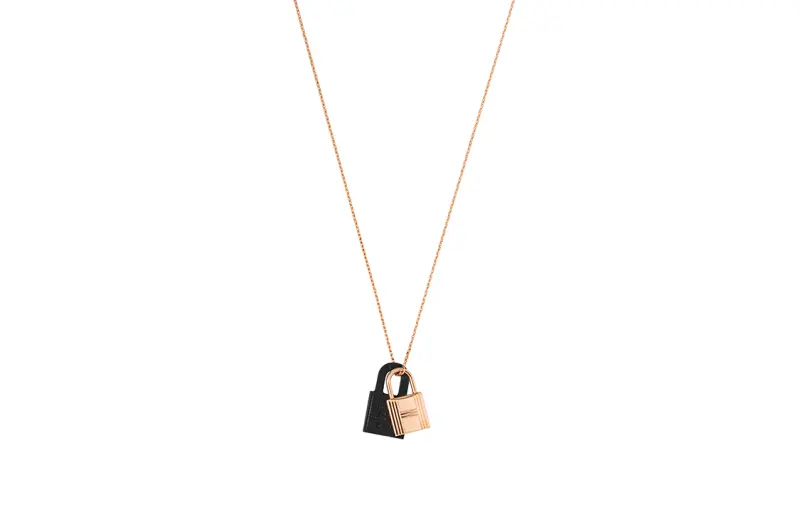 HERMES O'Kelly Necklaces Women's Black Rose Gold Noir
