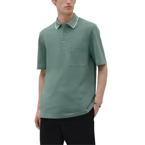 HERMES FW25 Polo Shirt Men's Celadon Blue