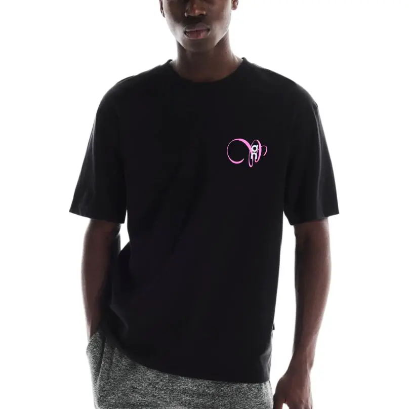 On T Shirt Men's Black/Raspberry Red
