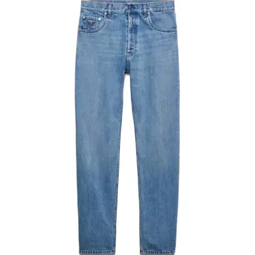 Prada Logo Patch Straight Leg Jeans