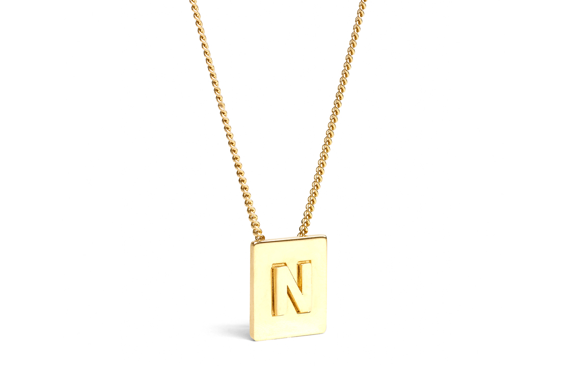CELINE Celine, brass necklace with letters for men and women, letter N, for beloved