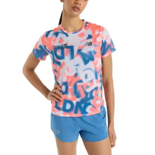 New Balance London Edition Regular T Shirt Women's Orange Blue Multicolor