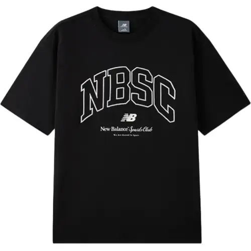 New Balance T Shirts Men's Black Crew Neck Moderate Straight Fit