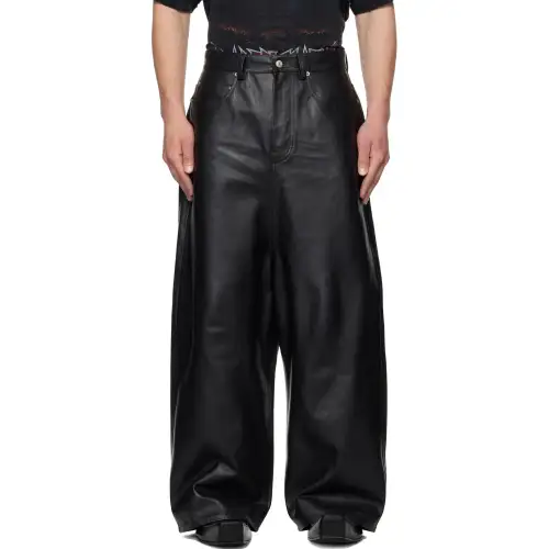 Balenciaga Leather Pants Men's Black