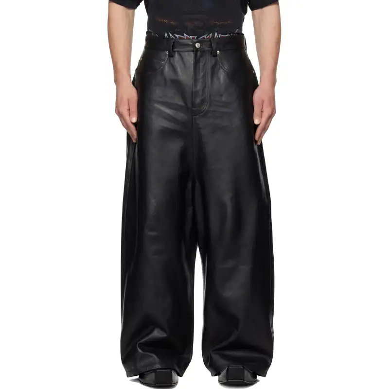 Balenciaga Leather Pants Men's Black