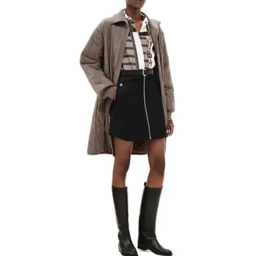HERMES Coats Women's Gray Lapel Moderate