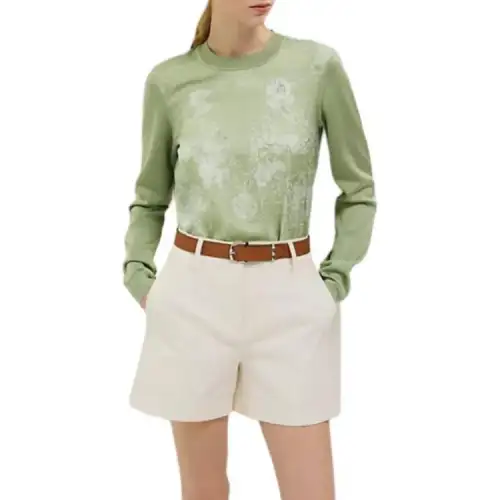 HERMES Knitwear Women's Green Crew Neck Moderate Other