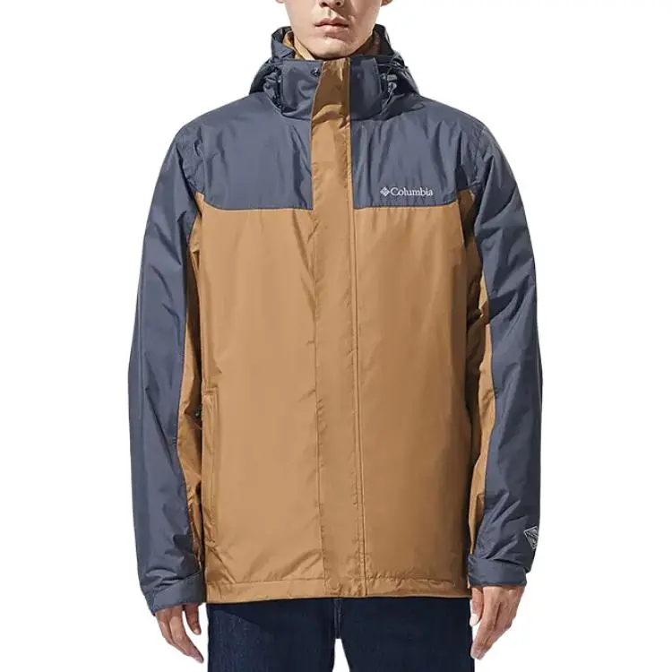 Columbia Hiking Waterproof, Breathable, And Thermal Heat Reflective Windbreaker Jacket Men's Brown