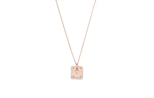 HERMES As De Coeur Metal Necklaces Women's Gray White
