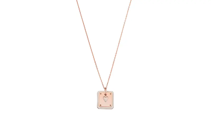 HERMES As De Coeur Metal Necklaces Women's Gray White