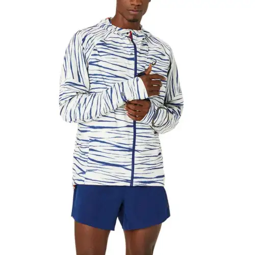 Asics METARUN SHIBORI WATERPROOF JACKET Jackets & Coats Men's Beige/Blue