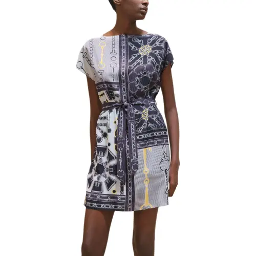 HERMES FW24 Short Sleeved Dress Women's Blue