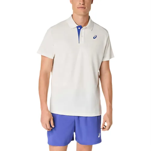 ASICS Tennis Tops Men's Cream Polo Collar Moderate