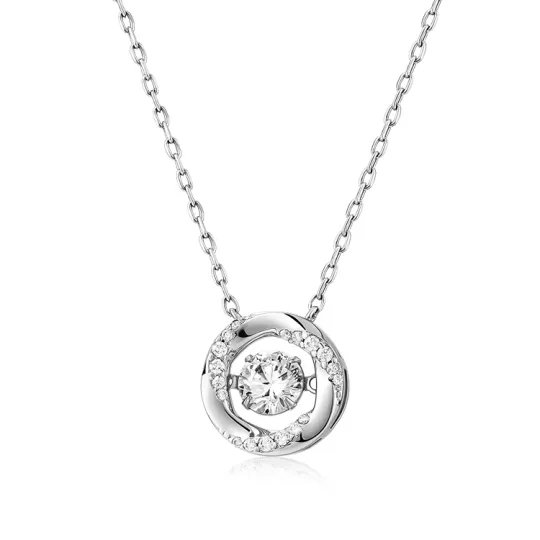KADER 925 Sterling Silver Synthetic Cubic Zirconia Necklaces Women's Silver White, Women's Day Box Good Luck