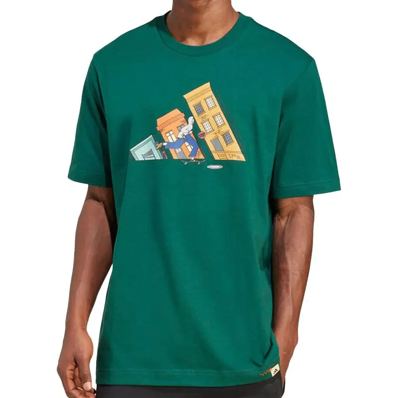 Adidas T-Shirts Men's Green Crew Neck Moderate