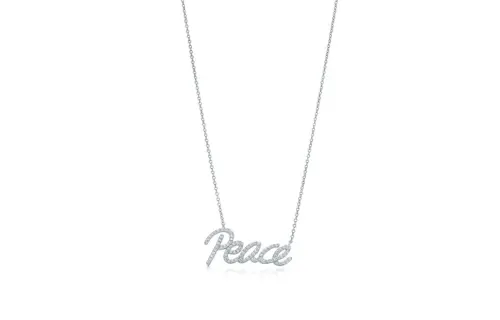 TIFFANY & CO. Paloma's Graffiti 18K White Gold With Diamond Necklaces Unisex Silver
