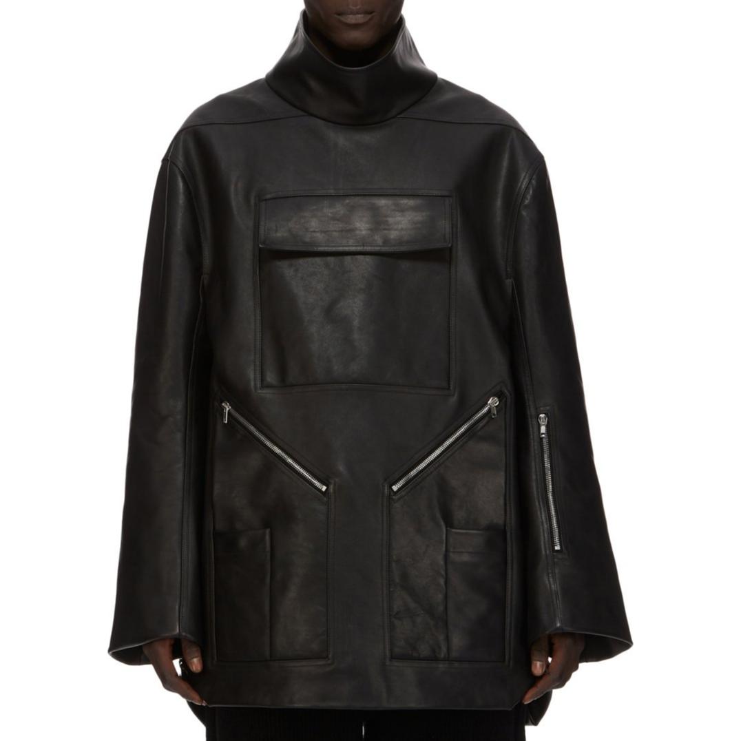 Мужская кожаная куртка RICK OWENS/RO FW24 (черная)