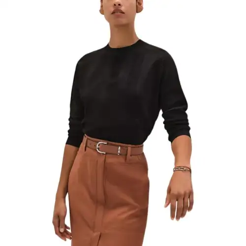 HERMES Knitwear Women's Black Crew Neck Moderate Other