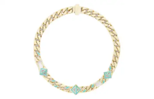 DIOR CD Diamond Brass, Resin Necklaces Men's Gold