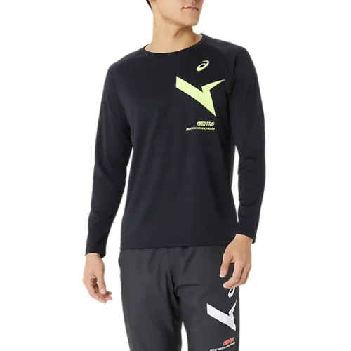 ASICS AIM TRG T Shirts Unisex Black Yellow Crew Neck Moderate Straight Fit