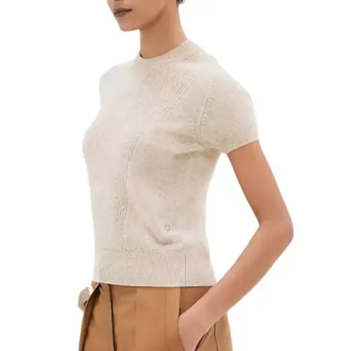 HERMES T Shirts Women's Beige Crew Neck Moderate