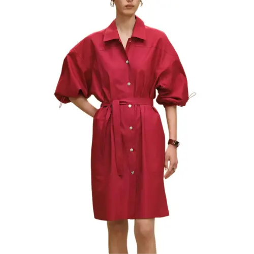 HERMES SS25 FW25 Long Sleeved Dress Women's Red