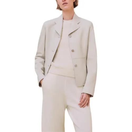 HERMES Leather Jacket Women's White