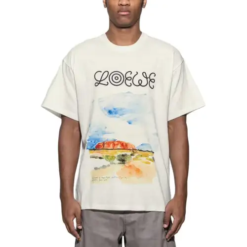LOEWE T Shirts Men's White Crew Neck Moderate Straight Fit