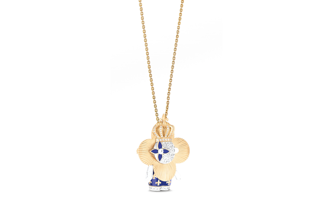 LOUIS VUITTON Louis Vuitton VIVIENNE RAINBOW 18K gold, diamonds and colored gemstones, Louis XIV model of the Sun King, can be used as a brooch or craft ornament, necklace, women's model, gold
