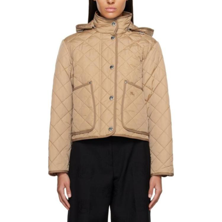 Burberry Diamond Quilted Ekd Embroidered Hooded Jacket