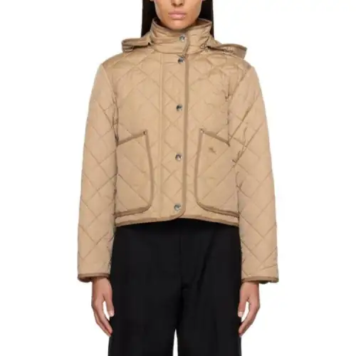 Burberry Diamond Quilted Ekd Embroidered Hooded Jacket