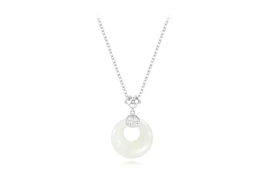Muyan Auspicious Peace Buckle Jade Necklace Women's