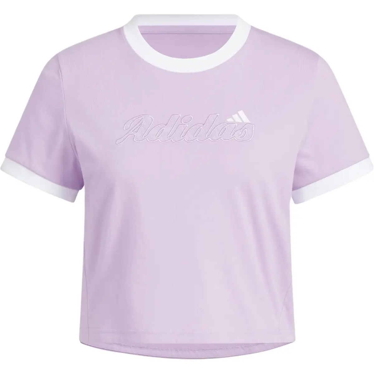 Adidas T-Shirts Women's Powder Plum Purple Crew Neck Moderate Straight Fit