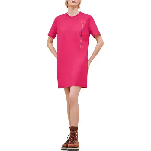 HERMES Short Sleeved Dress Women's Pink