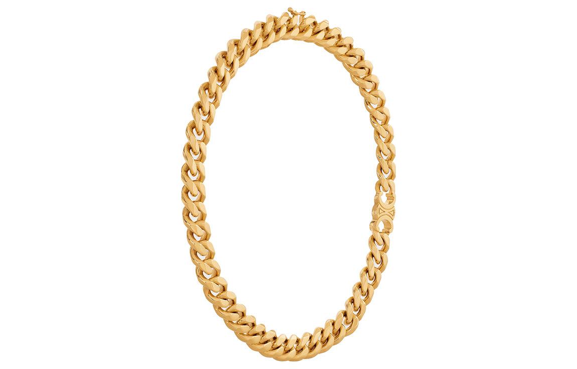 CELINE Triomphe Gourmette Necklace In Brass With Gold Finish