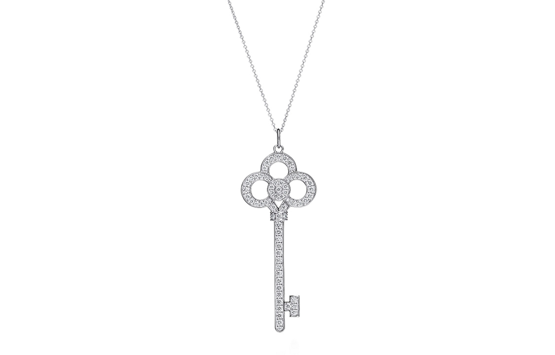 TIFFANY & CO. Tiffany Keys Series Key Crown Platinum Necklace Women's