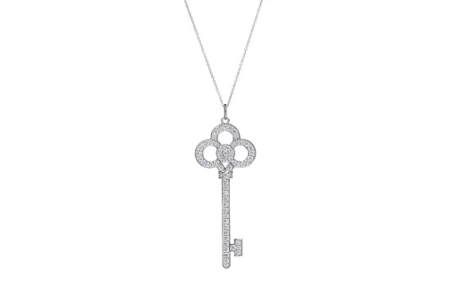 TIFFANY & CO. Tiffany Keys Series Key Crown Platinum Necklace Women's