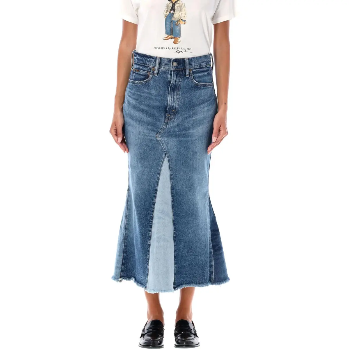 Polo Ralph Lauren Deconstructed Patchwork Denim Skirt