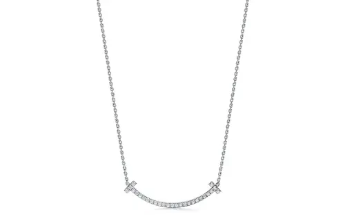 TIFFANY & CO. Tiffany Tiffany Tiffany T Series Full Diamond Medium Smile Pendant Necklace Women's