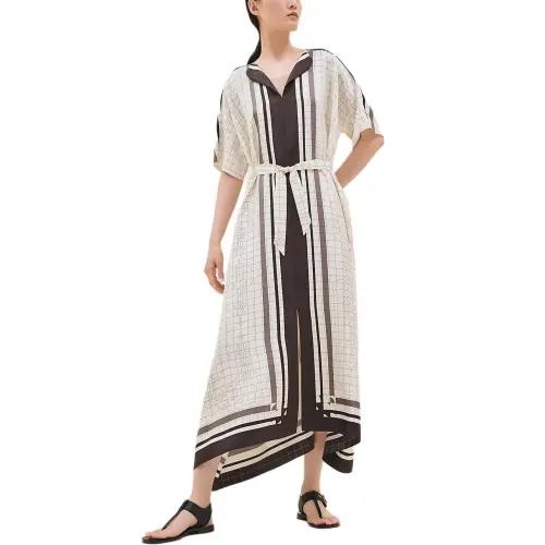 HERMES Short Sleeved Dress Women's Ecru